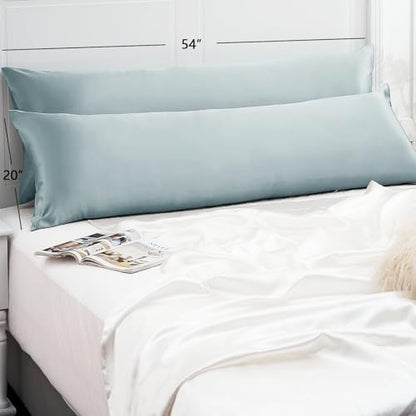Vielit Satin Body Pillow Pillowcase 1pc,Silky Body Pillow Cover Similar to Silk Pillow Cases Soft Body Pillow Case 20x54 & Envelope Closure,Gift for Women Men Sage Green & 1 Satin Scunchie