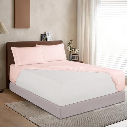 Elegant Comfort 1500 Premium Hotel Quality 18-24 Inches Deep - Extra Deep Pocket Single Fitted Sheet for High Mattress, Luxury and Softest, Smart Pocket - Wrinkle Free, Full, Blush Pink