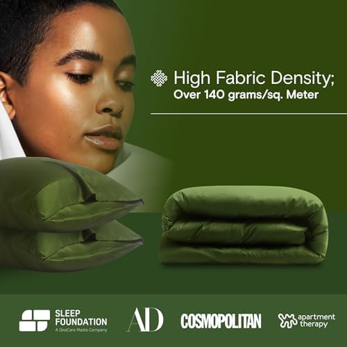 DOZ Duvet Cover Set, 100% Viscose derived from Bamboo, Organically Grown, Buttery Soft, Cooling Duvet Covers, High GSM, 1 Duvet Cover and 2 Pillowcases, 106"x90" (Forest, King/Cal King)
