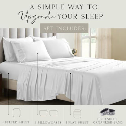 KARISSA MAE 6 Piece Luxury Bamboo Viscose King Sheet Set, 4 Pillowcases