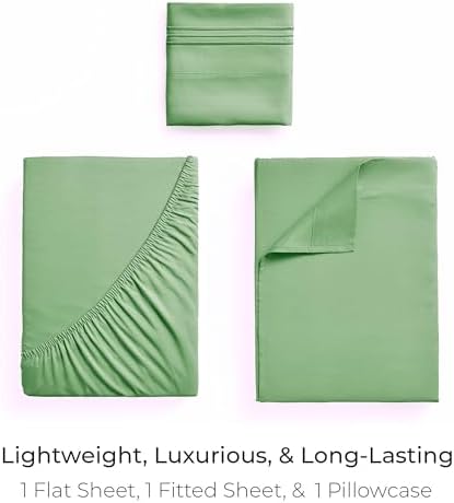 Mellanni Iconic 3-Piece, Ultra Soft Sheet Set (Twin, Pistachio)