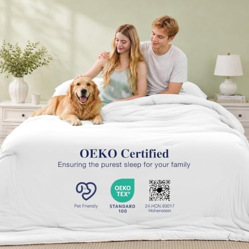 MUXHOMO Cooling Comforter Set Twin XL Size, Lightweight Summer Comforter for Hot Sleeper, Reversible Bedding with ICY Cooling Surface, Includes 1 Comforter (68"x 88") and 2 Shams (20"x 26"), White