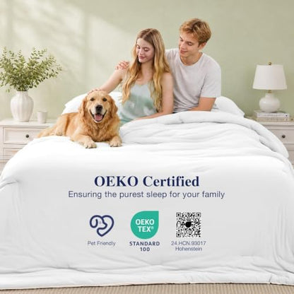 MUXHOMO Cooling Comforter Set Twin XL Size, Lightweight Summer Comforter for Hot Sleeper, Reversible Bedding with ICY Cooling Surface, Includes 1 Comforter (68"x 88") and 2 Shams (20"x 26"), White
