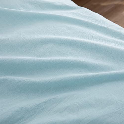BESTOUCH Cotton Solid Duvet Cover Set Linen Feel Hushed Green Full