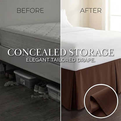 Southshore Fine Living Queen Bed Skirt 14 Inch Drop Soft Pleated Brown