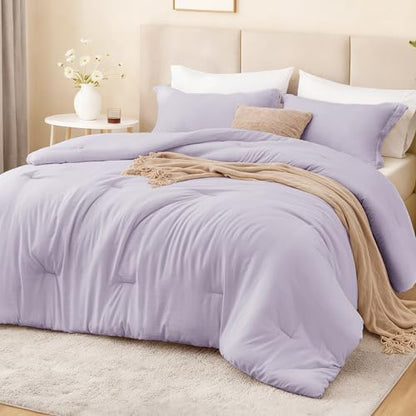 Love's cabin Lavender King Size Comforter Set, 3-Piece Prewashed Bed Set