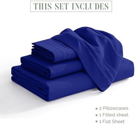 Elegant Comfort 4-Piece Bed Sheet Set - Luxury Bedding 1500 Premium Hotel Quality Microfiber, All Around Elastic 18-24 Inches Deep Fitted Sheet- Extra Deep Pocket Sheets, Full, Imperial Blue