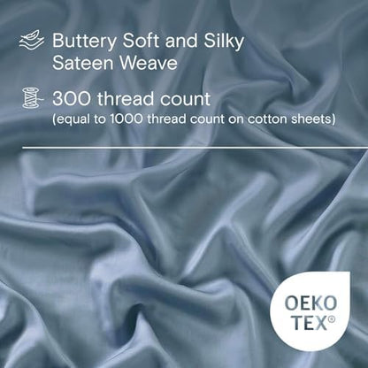 Sijo AiryWeight Tencel Sheet Set, 100% Lyocell Derived from Eucalyptus, Buttery Soft, Architectural Digest Best Cooling Sheets Winner - 3pc - 2 Pillowcases 1 Fitted (Sky, Queen)