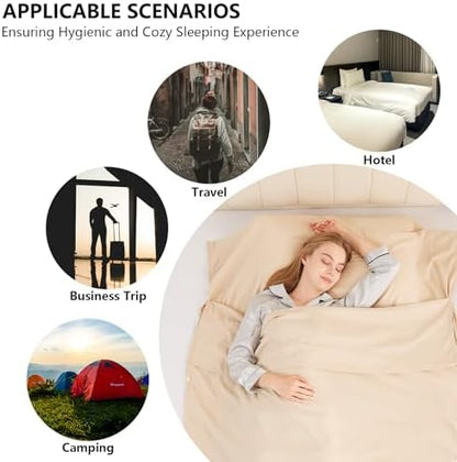 Sleeping Bag Liner, Ultralight & Compact Travel Sheet for Hotel