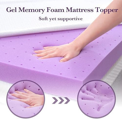 SINWEEK 3 Inch Gel Memory Foam Mattress Topper, Full Size