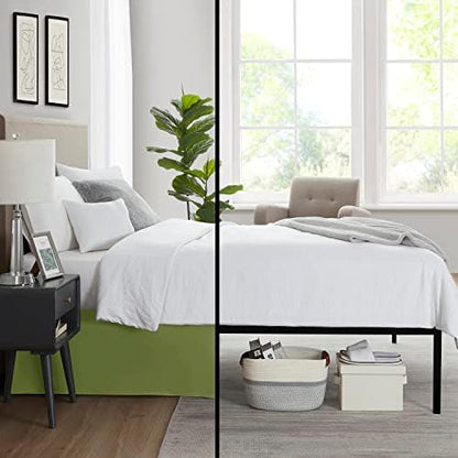 Nestl Calla Green Full XL Bed Skirt - Full XL Size Bed Skirt 14 Inch Drop - Brushed Microfiber Bed Skirts - Hotel Quality Pleated Bed Skirt - Shrinkage & Fade Resistant