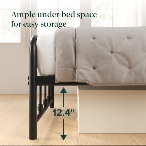 Zinus Leonardo Metal Platform Bed Frame, Victorian Spindle Headboard, Twin