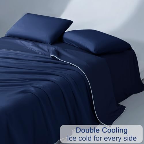 Vielit Cooling Comforter King Size for Hot Sleepers & Night Sweats, Luxury Lightweight Cooling Blanket, Soft Dual-Sided Breathable Summer Comforter,Q-Max>0.425,Machinewashable,90x106,Nightblue
