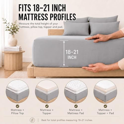 CozyLux King Size Sheets Set 6-Piece, 21-Inch Deep Pocket, Soft Feel