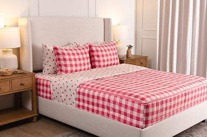 Beddy's Dark Pink Checkered All-in-One Zipper Bedding Set for Kids - Full