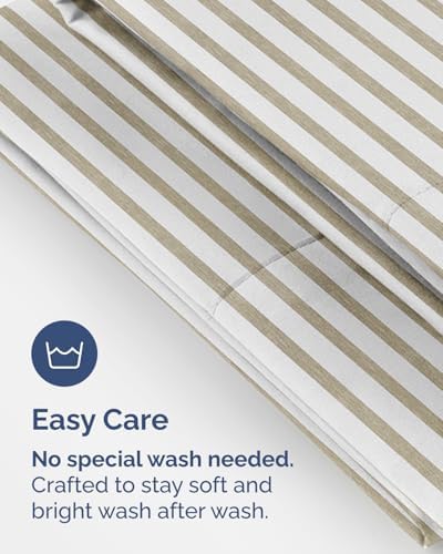Standard Pillow Cases Set of 10 - Soft Pillowcase Covers - Beige Stripes