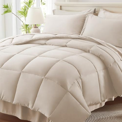 Anluoer King Size Comforter Set, 7 Piece Bed in a Bag King Bedding Sets