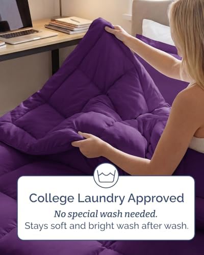 Twin XL Comforter Set - Purple Bedding for All Seasons - 2 Piece Bed Set