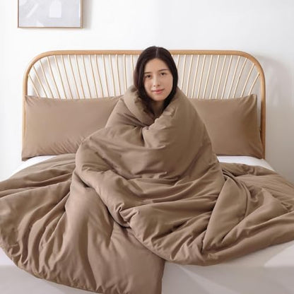 ROSGONIA Alaskan King Comforter, Dark Khaki, 136x120 Soft Bedding Quilt