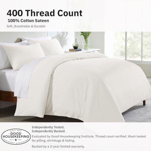 California Design Den Luxury Twin XL Duvet Cover Set, Ivory