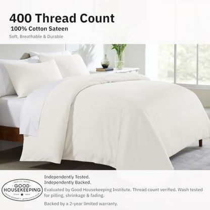 California Design Den Luxury Twin XL Duvet Cover Set, Ivory