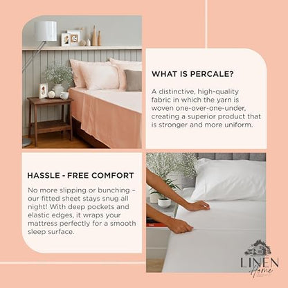Linen Home 100% Cotton Percale Twin Size Fitted Sheet only Tropical Peach