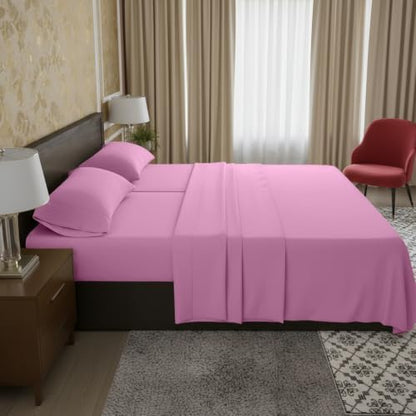 Elegant Comfort Luxury 1500 Premium Hotel Quality Microfiber 5-Piece Sheet Set - Wrinkle Resistant, All Around Elastic Fitted Sheet, Deep Pocket up to 16", Split King, Light Pink