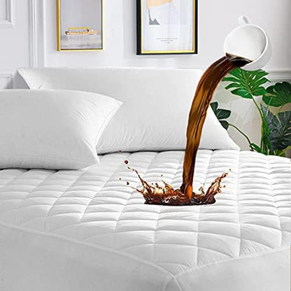 UNILIBRA King Mattress Cover Waterproof, Deep Pocket Mattress Pad Protector Fits to 6''-21'', Breathable Hollow Cotton Filling Quilted Mattress Protector for King Size
