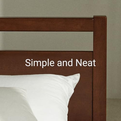 LIFEMENT Signature Wood Platform Bed Frame with Headboard, Essential, Noise Free, Under Bed Storage, No Box Spring Needed, Easy Assembly (Cherry, Twin)