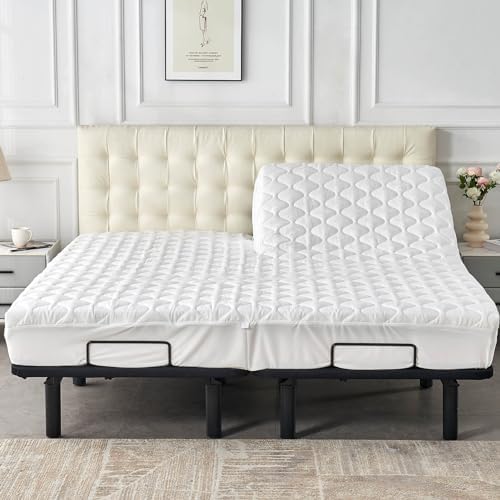 Kingnex Waterproof Split Top King Mattress Protector Pad for Adjustable Bed
