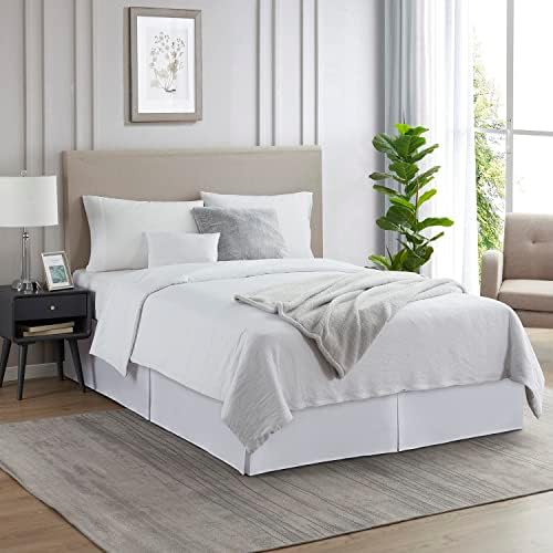 Nestl White Bed Skirt Queen Size - 14 Inch Drop Brushed Microfiber Skirts Hotel Quality Pleated Shrinkage & Fade Resistant (Pack of 2)