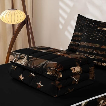 Feelyou American Flag Camouflage Botancial Comforter Set Queen Size Kids