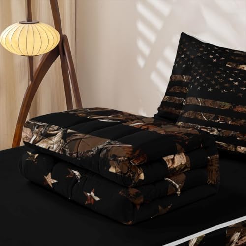 Feelyou American Flag Camouflage Botancial Comforter Set Full Size Kids