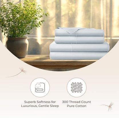 Whisper Organics 100% Organic Cotton Bed Sheets with Deep Pocket 4 Pc. Set