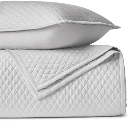BIOWEAVES 100% Organic Cotton Quilts Queen Size - Diamond Stitched Quilted Bedspreads - All Season Oversized Coverlet Set - GOTS Certified Bedding Set | 1 Quilt & 2 Pillow Shams