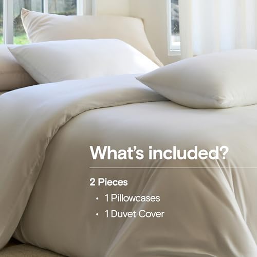 DOZ Duvet Cover Set, 100% Viscose derived from Bamboo, Organically Grown, Buttery Soft, Cooling Duvet Covers, High GSM, 1 Duvet Cover and 1 Pillowcase, 70"x90" (Snow, Twin/Twin XL)