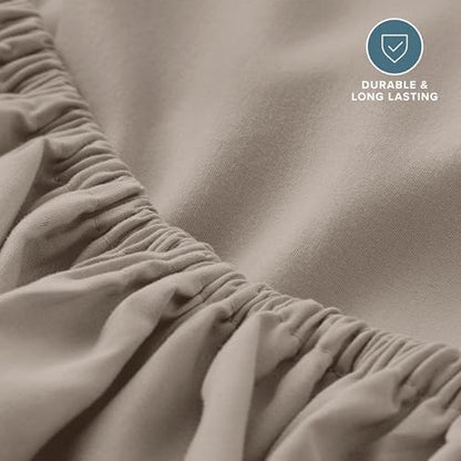 Bare Home King Fitted Sheet - 1800 Ultra-Soft (King, Khaki)