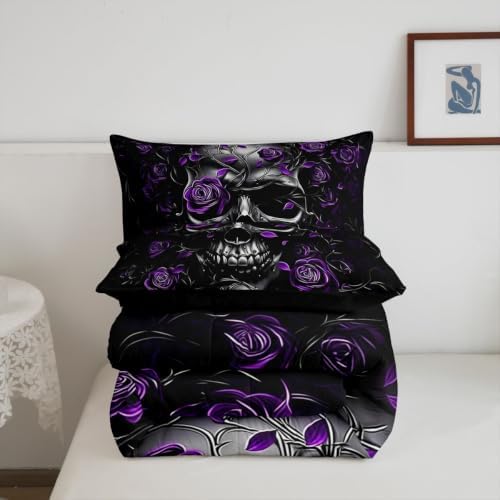 Feelyou Gothic Skull Comforter Set Queen Size Bedding Set