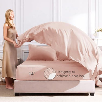 CozyLux King Comforter Set 102"x90" Blush Pink - 7 Piece Bed in a Bag