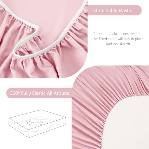 CozyLux Split King Sheets 7-Piece, 21-Inch Deep Pocket, Soft Brushed Feel