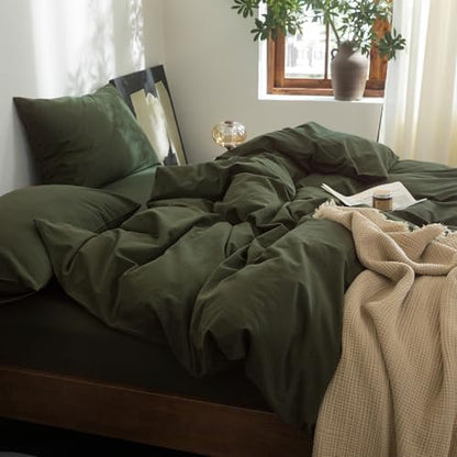 FOSSA Duvet Cover Set 100% Washed Cotton Linen Feel Super King Plus