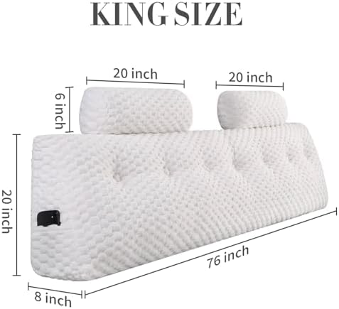 EUHAMS Headboard Pillow King with Neck Roll, Triangular Backrest Pillow