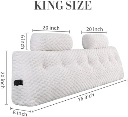 EUHAMS Headboard Pillow King with Neck Roll, Triangular Backrest Pillow