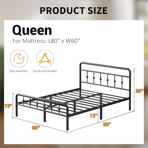 Lutown-Teen 12 Inch Queen Bed Frame with Headboard and Footboard