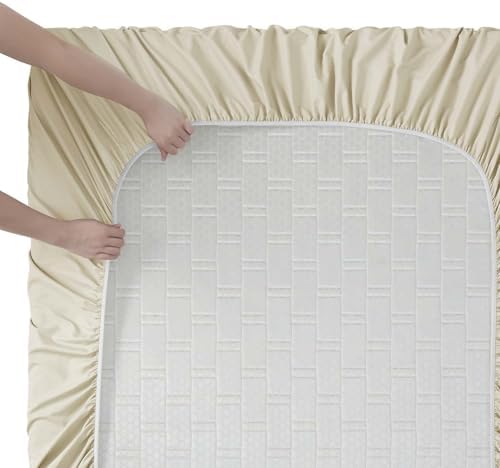 Clara Clark Twin Sheets, 5 Piece Set - Hotel Luxury Sheets for Twin Size Bed, Super Soft Bedding Set, Twin Size, Beige Cream