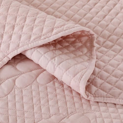 EVENHUG Oversized King Bedspreads California King Quilt Set with Pillow Shams Extra Wide Large King Size Quilts Lightweight Coverlet Bedding Sets Pink 120"x120"