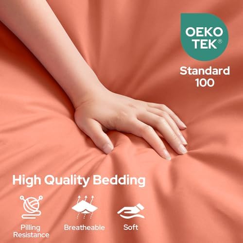 HOMEIDEAS Full Size Bed Sheets - 6 Piece Set (Coral) - Extra Soft Brushed Microfiber 1800 Bedding Sheets, Deep Pocket, Wrinkle & Fade Free