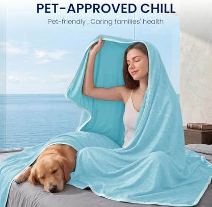 Topcee Cooling Blanket(90"x108"King Size) for Night Sweats Absorbs Heat to Keep Adults Cool on Warm Nights, Q-Max 0.5 Cooling Blankets for Hot Sleepers, Ultra-Cool Lightweight Blanket for Bed