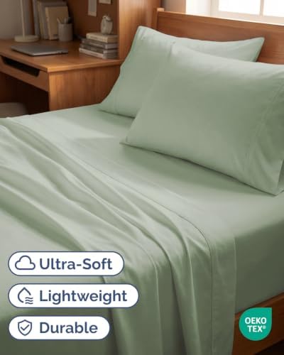 Twin 4 Piece Bed Sheet Set - Soft, Breathable & Cooling Sheets - Eucalyptus