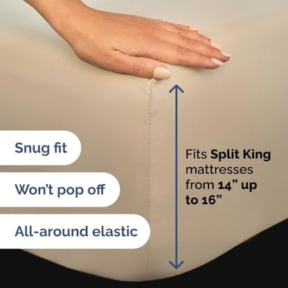 Flex Top Split Head King 4 Piece Sheet Set - Ultra-Soft, Breathable - Cream